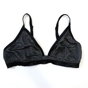 Forever 21 Black Sparkly Triangle Bralette Medium